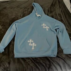 baby blue  cross hoodie